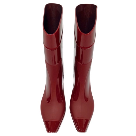 🍒NEW Jeffrey Campbell Drench Kitten Heel Rain Boots in Cerise Gloss, Size 9 - Picture 6 of 11